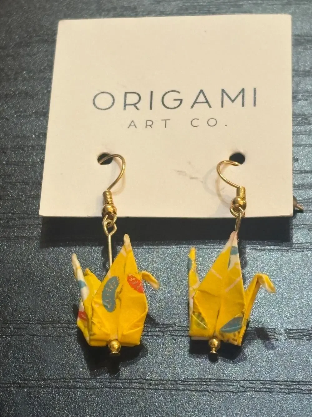 Origami Art Co Yellow Crane 18K Gold Plated Earrings